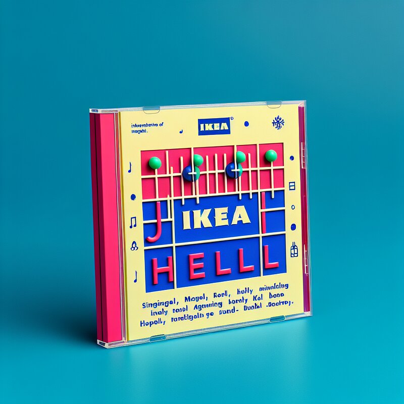 Album cover for "jingle hell" with Ikea branding