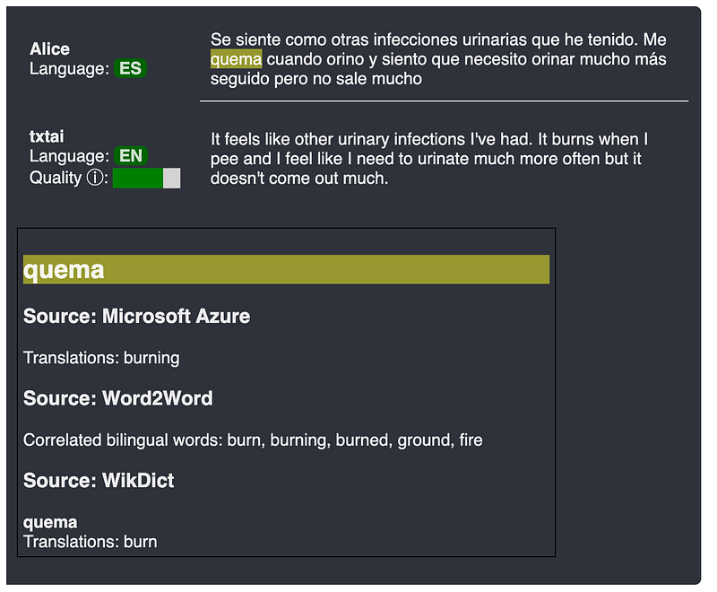 Inline word translations for reference