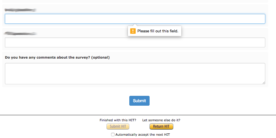 If you hit enter it'll show a little popup below the field.